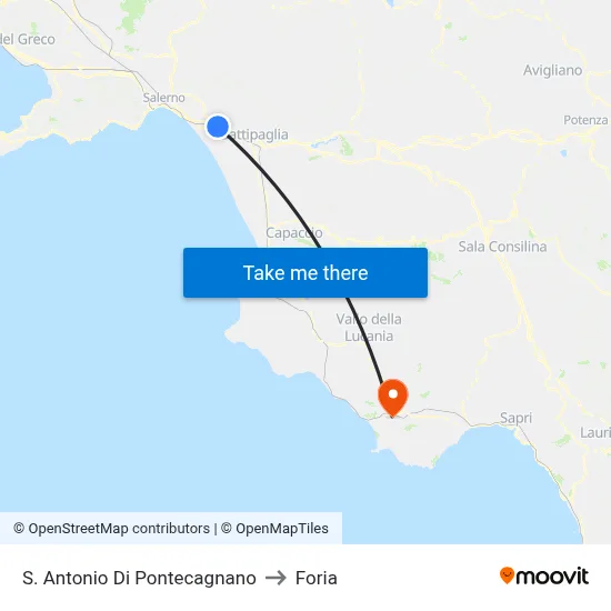 St. Anthony of Pontecagnano to Foria map