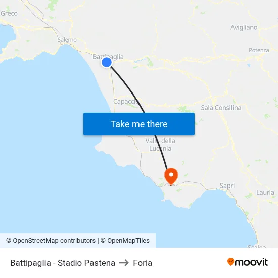 Battipaglia - Pastena Stadium to Foria map