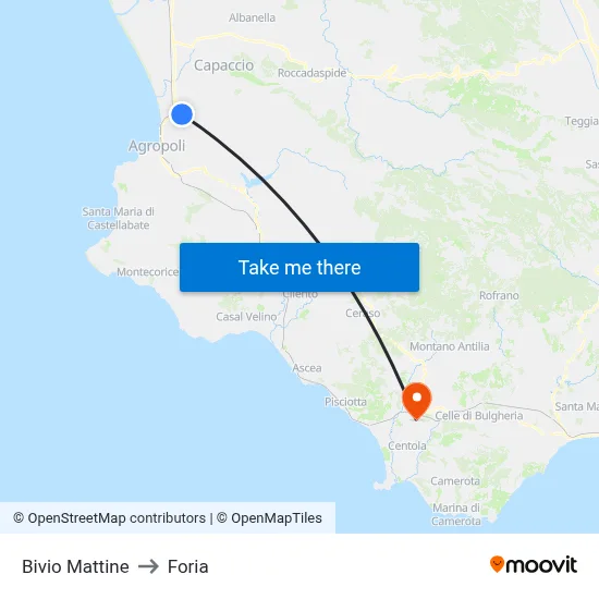 Bivio Mattine to Foria map