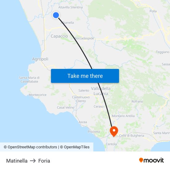 Matinella to Foria map