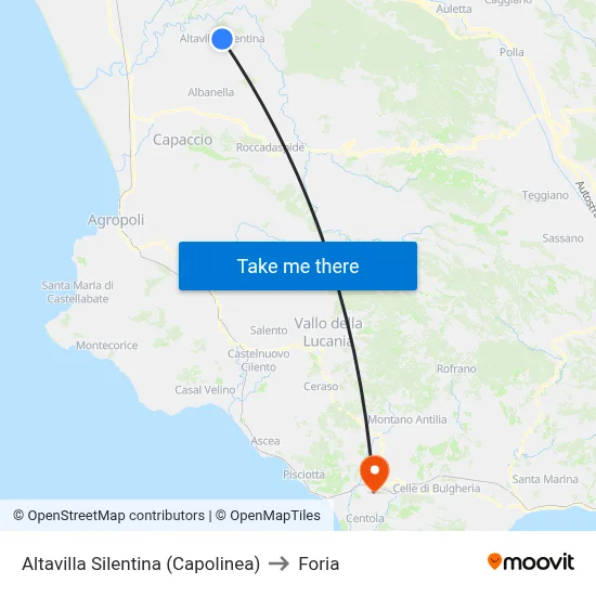 Altavilla Silentina (Terminal) to Foria map