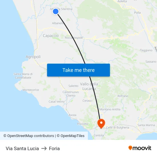 Via Santa Lucia to Foria map