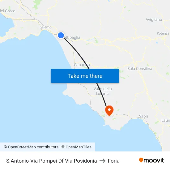 St. Antonio-Pompei Road-Posidonia Road to Foria map