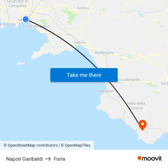 Naples Garibaldi to Foria map