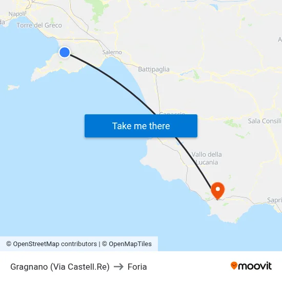 Gragnano (Castellammare Road) to Foria map
