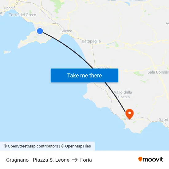 Gragnano - Saint Leone Square to Foria map