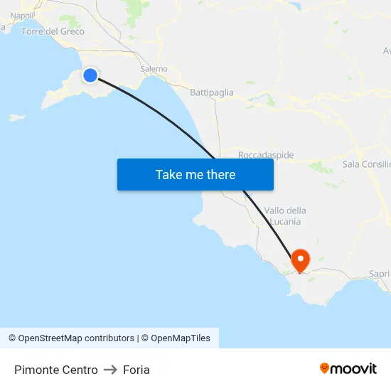 Pimonte Center to Foria map