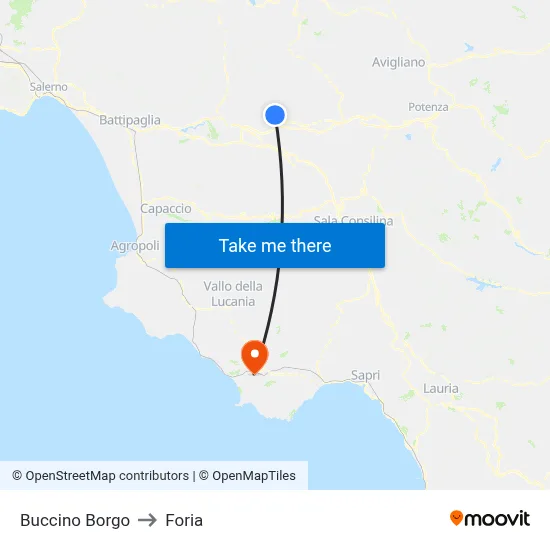 Buccino Borgo to Foria map