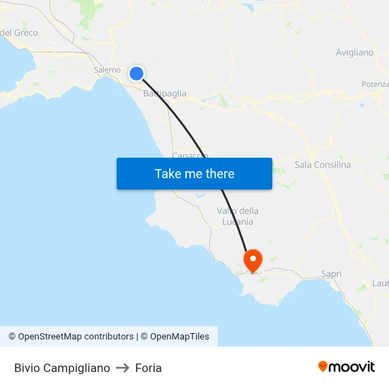 Campigliano Junction to Foria map