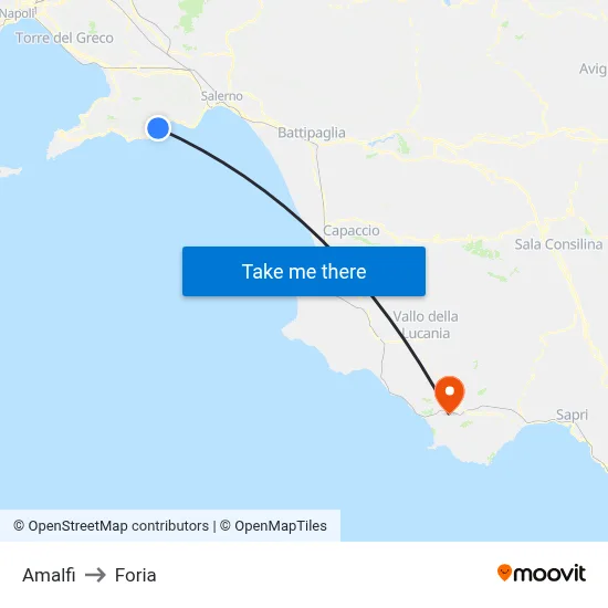 Amalfi to Foria map