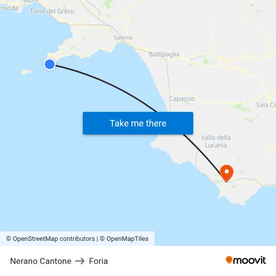 Nerano Cantone to Foria map