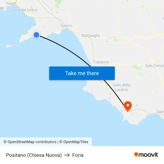 Positano (New Church) to Foria map