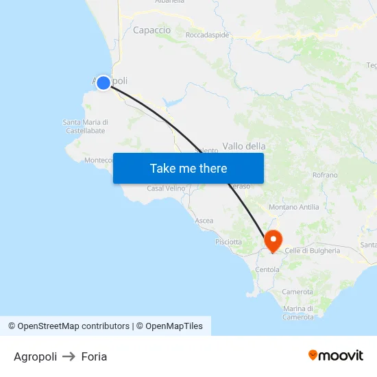 Agropoli to Foria map