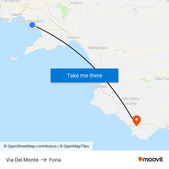 Via Del Monte to Foria map