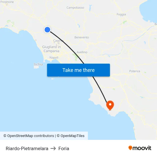 Riardo-Pietramelara to Foria map