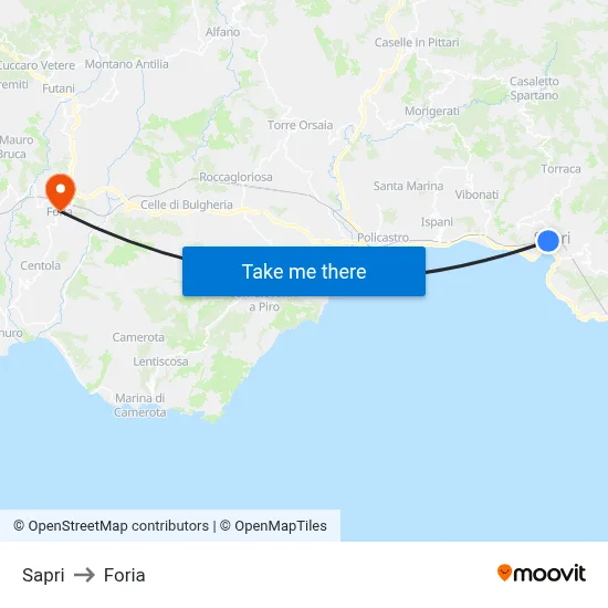 Sapri to Foria map
