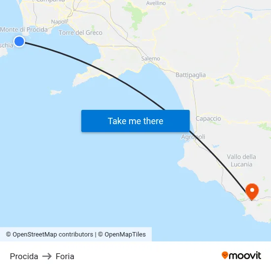 Procida to Foria map