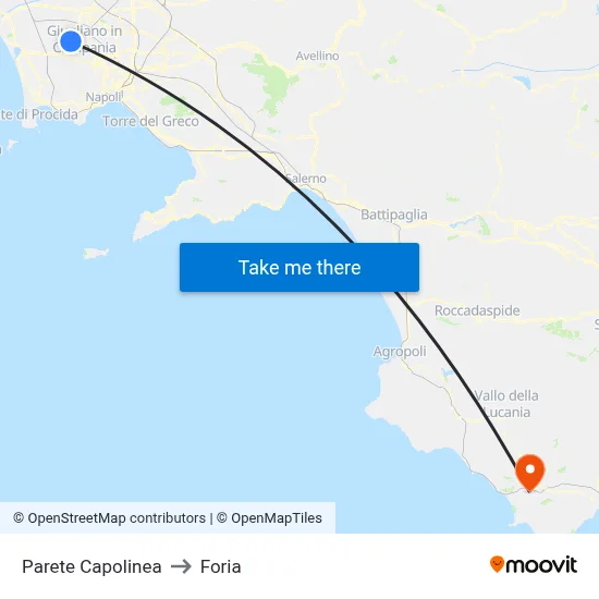 Parete Terminal to Foria map