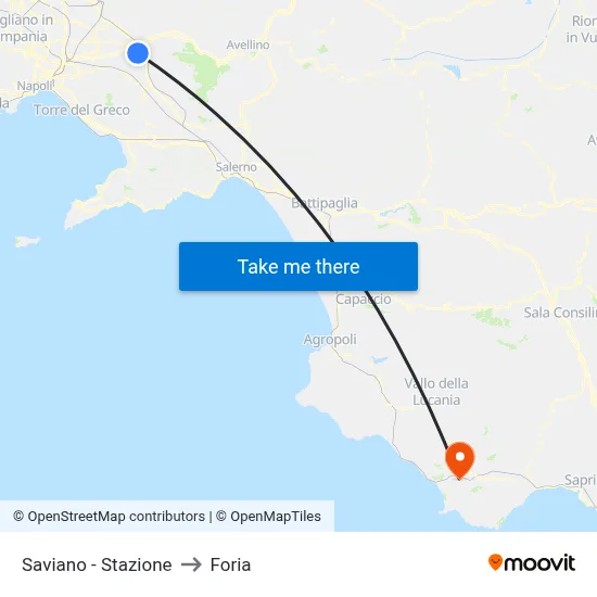 Saviano - Station to Foria map