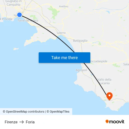 Florence to Foria map