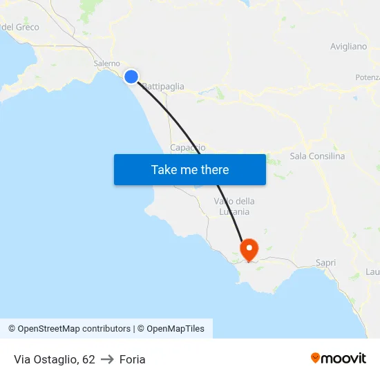 Ostaglio Street 62 to Foria map