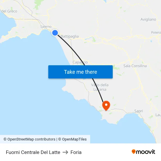 Fuorni Milk Factory to Foria map
