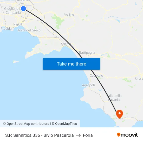 S.P. Sannitica 336 - Pascarola Junction to Foria map