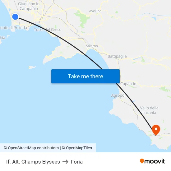 Stop Champs Elysees to Foria map