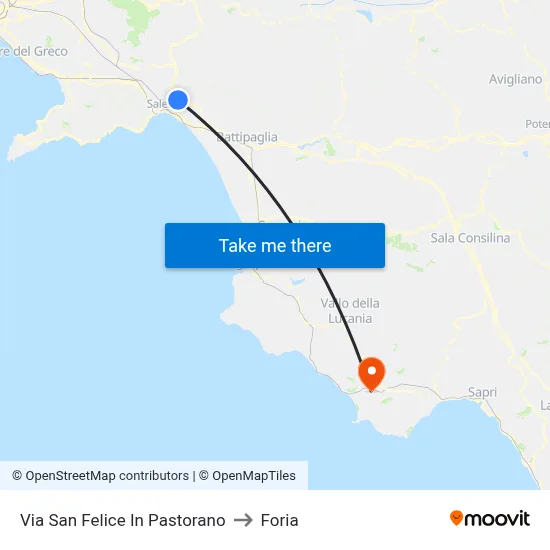 Via San Felice In Pastorano to Foria map