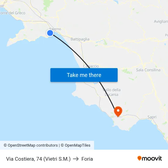 Coastal Road, 74 (Vietri S.M.) to Foria map