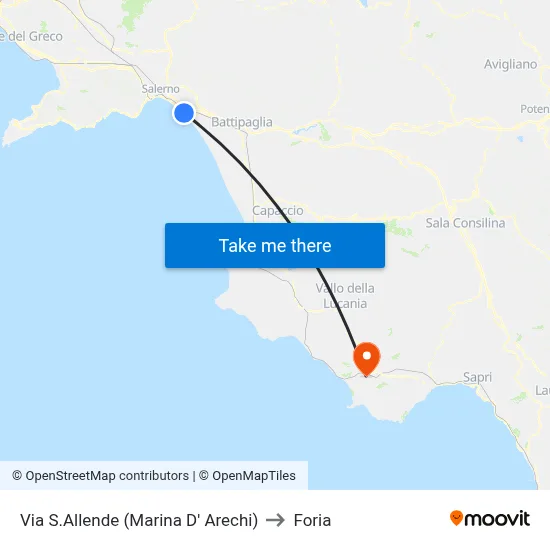 Via S.Allende (Marina D'Arechi) to Foria map