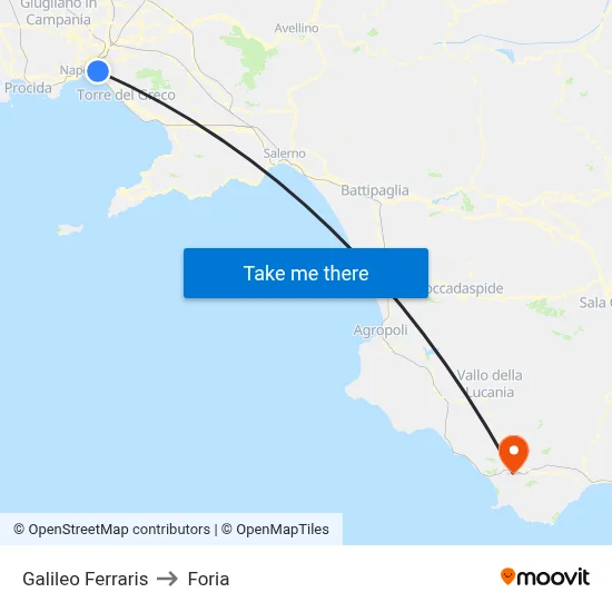 Galileo Ferraris to Foria map