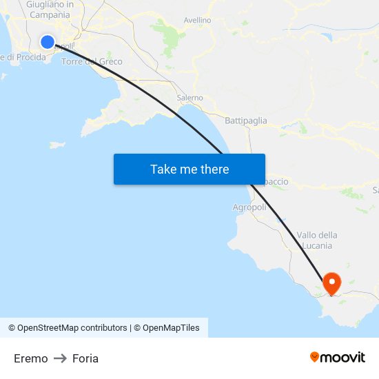 Eremo to Foria map