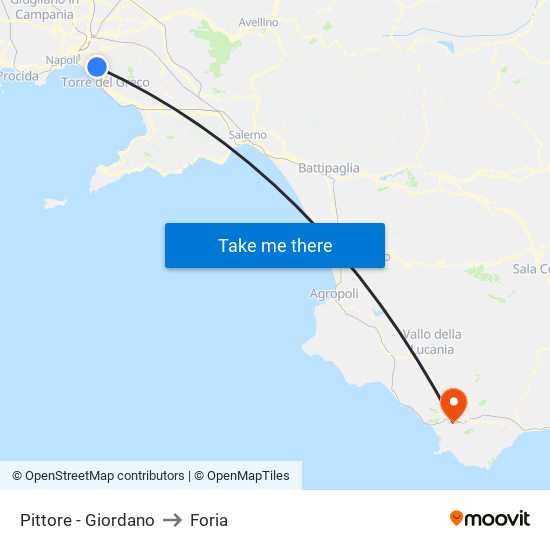 Pittore - Giordano to Foria map