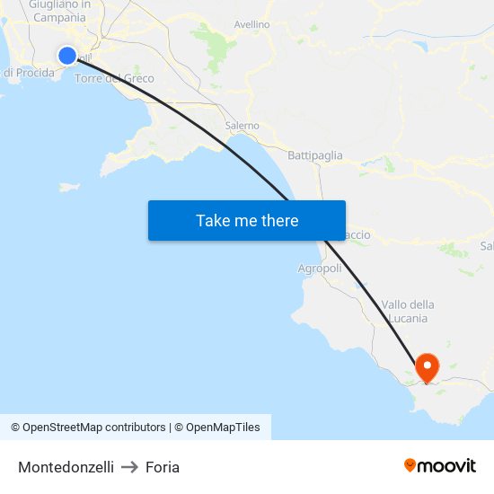 Montedonzelli to Foria map