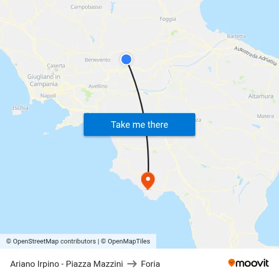 Ariano Irpino - Mazzini Square to Foria map