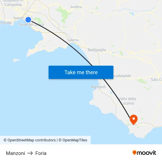Manzoni to Foria map