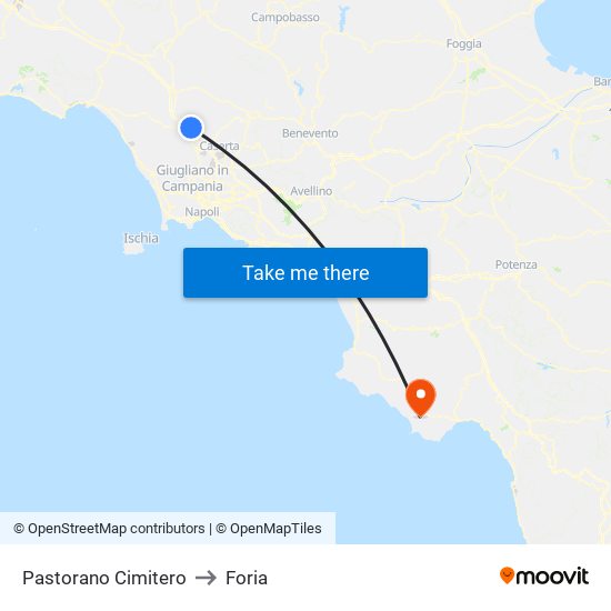 Pastorano Cimitero to Foria map