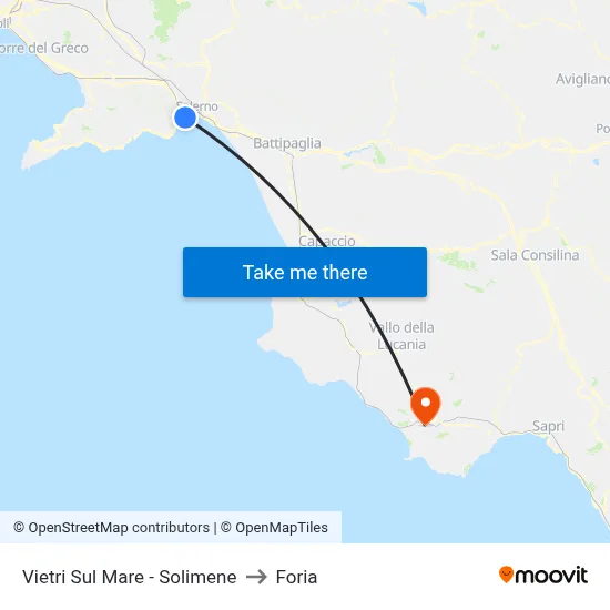 Vietri Sul Mare - Solimene to Foria map