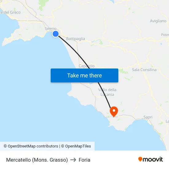Mercatello (Monsignor Grasso) to Foria map