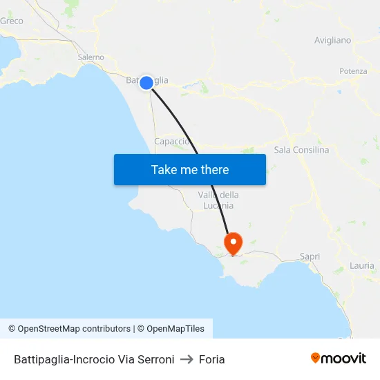 Battipaglia-Serroni Street Junction to Foria map