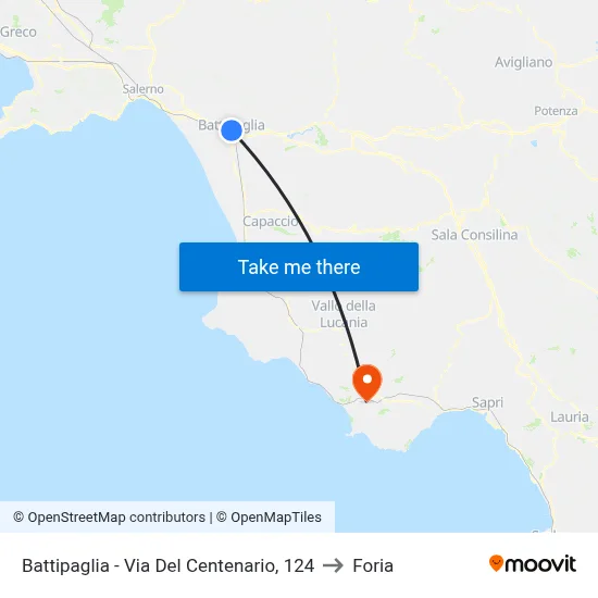 Battipaglia - Del Centenario Street, 124 to Foria map