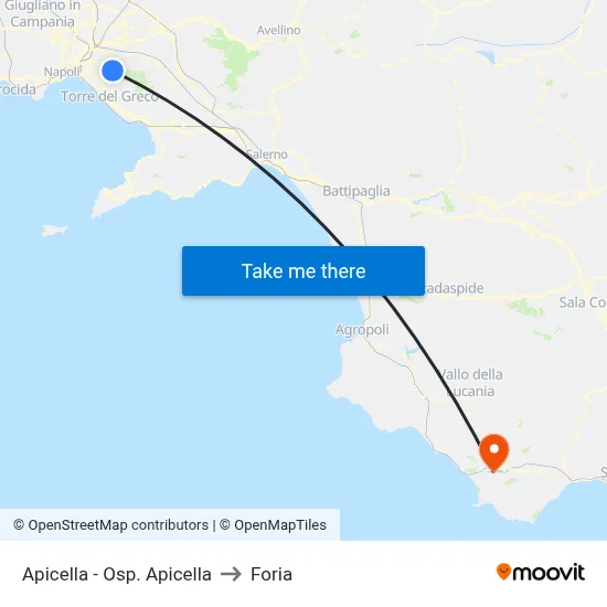 Apicella - Apicella Hospital to Foria map