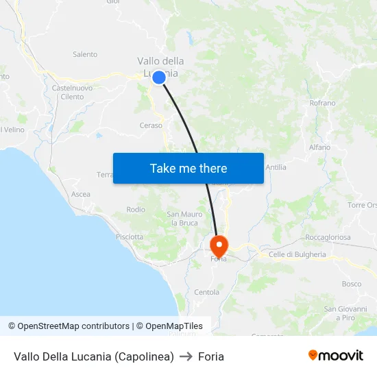 Vallo Della Lucania (Terminal) to Foria map