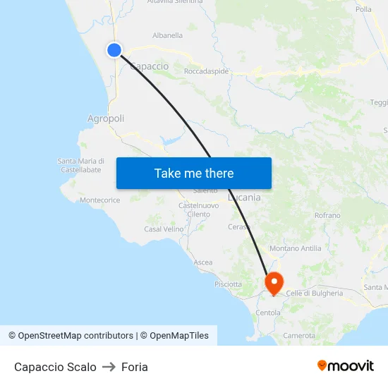 Capaccio Station to Foria map