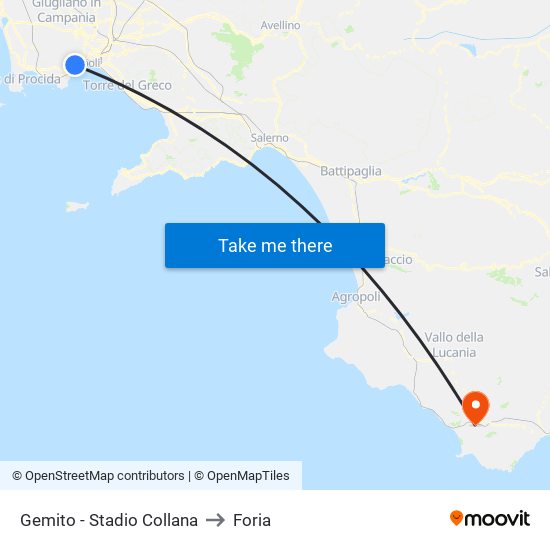 Gemito - Stadio Collana to Foria map