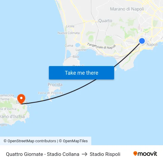 Quattro Giornate - Stadio Collana to Stadio Rispoli map