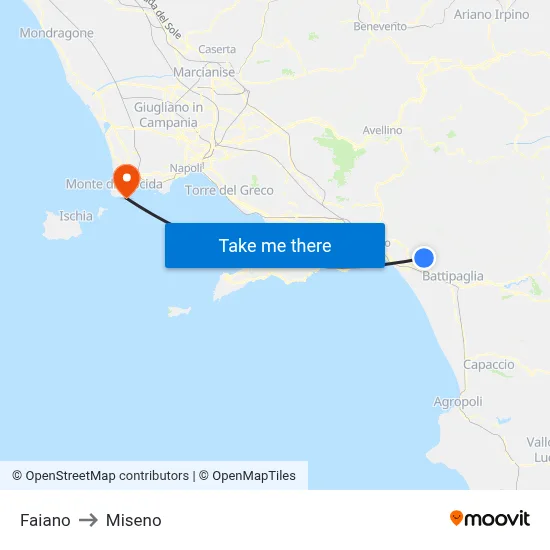Faiano to Miseno map