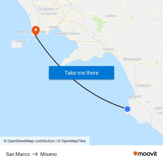 San Marco to Miseno map