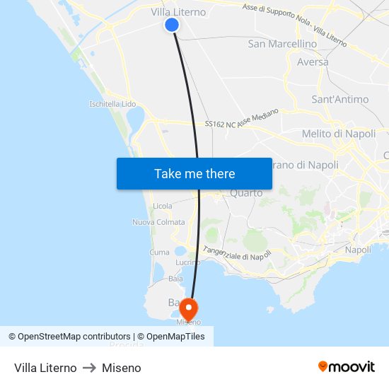 Villa Literno to Miseno map